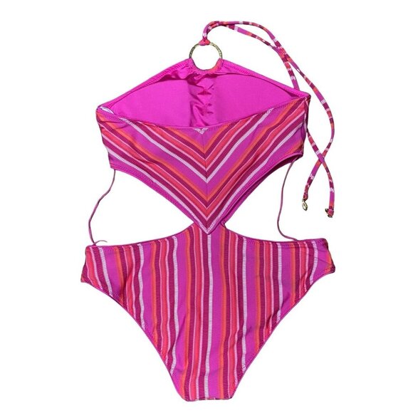 Trina Turk Sz 12 Swimsuit Marai Cut Out Maillot Pink Beach Resort Travel Boho - Picture 4 of 7